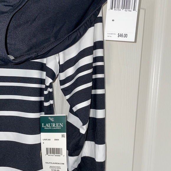 Lauren Ralph Lauren Gradient Stripe Long Sleeve Rashguard 2 Piece Swimsuit - Picture 6 of 16